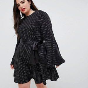 Unique 21 ASOS Curve polka dot flare sleeve dress